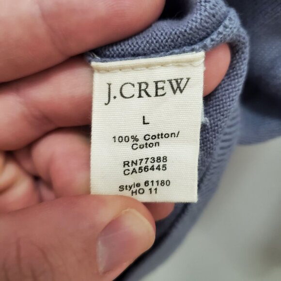 J. Crew Men's Slate Gray 100% Cotton Knit Crew Neck Banded Preppy Sweater Size L - Picture 6 of 7